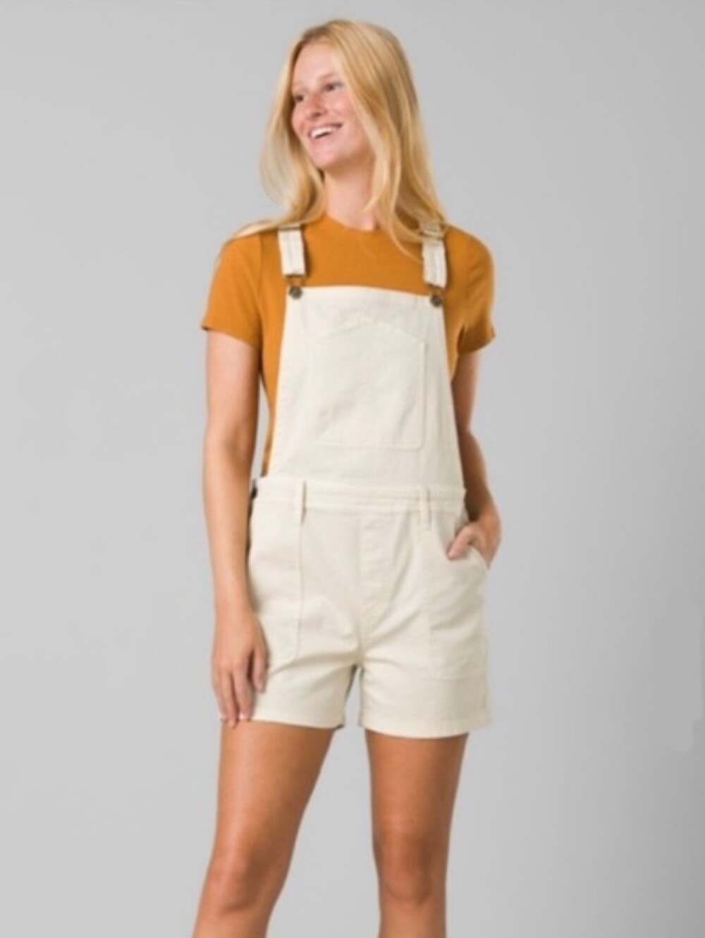Prana Ivory Short Overalls with Front Bib